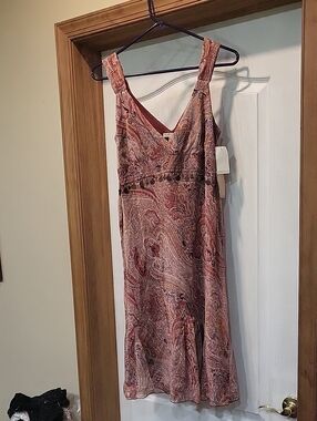 NWT Vintage Jonathan Martin 90’s Cottagecore Hippie Maroon Paisley Coin Dress